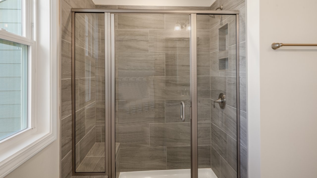 Bathroom with white cabinets