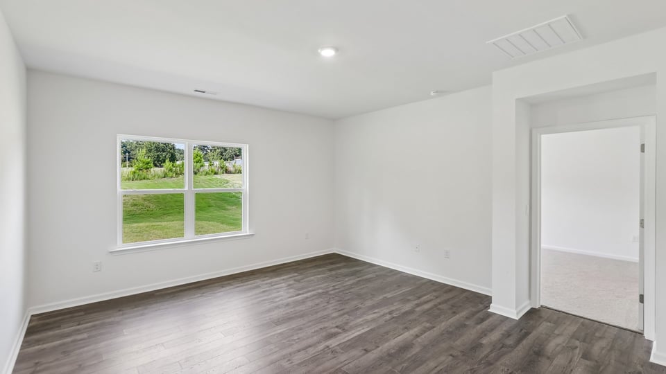 living room with revwood flooring