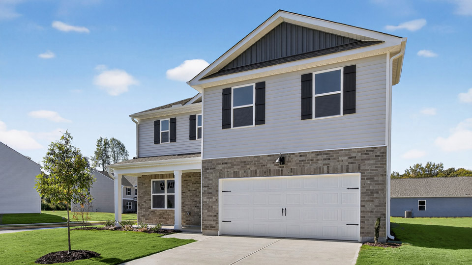 Front exterior Galen E with 2 car garage