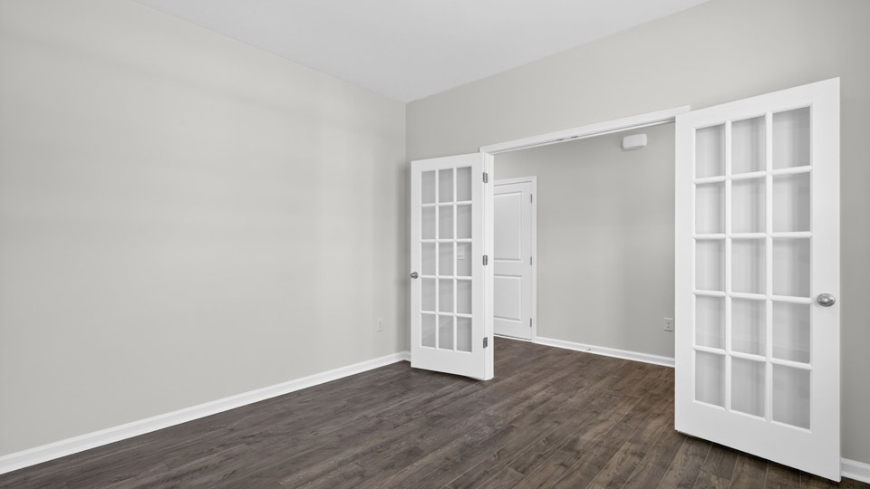 flex room with large windows, french doors