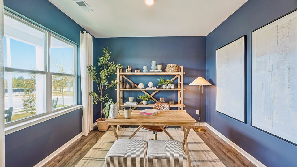 flex room with large windows, french doors