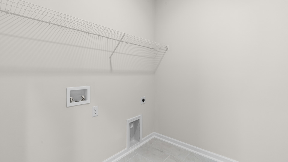 Laundry room with wire shelving