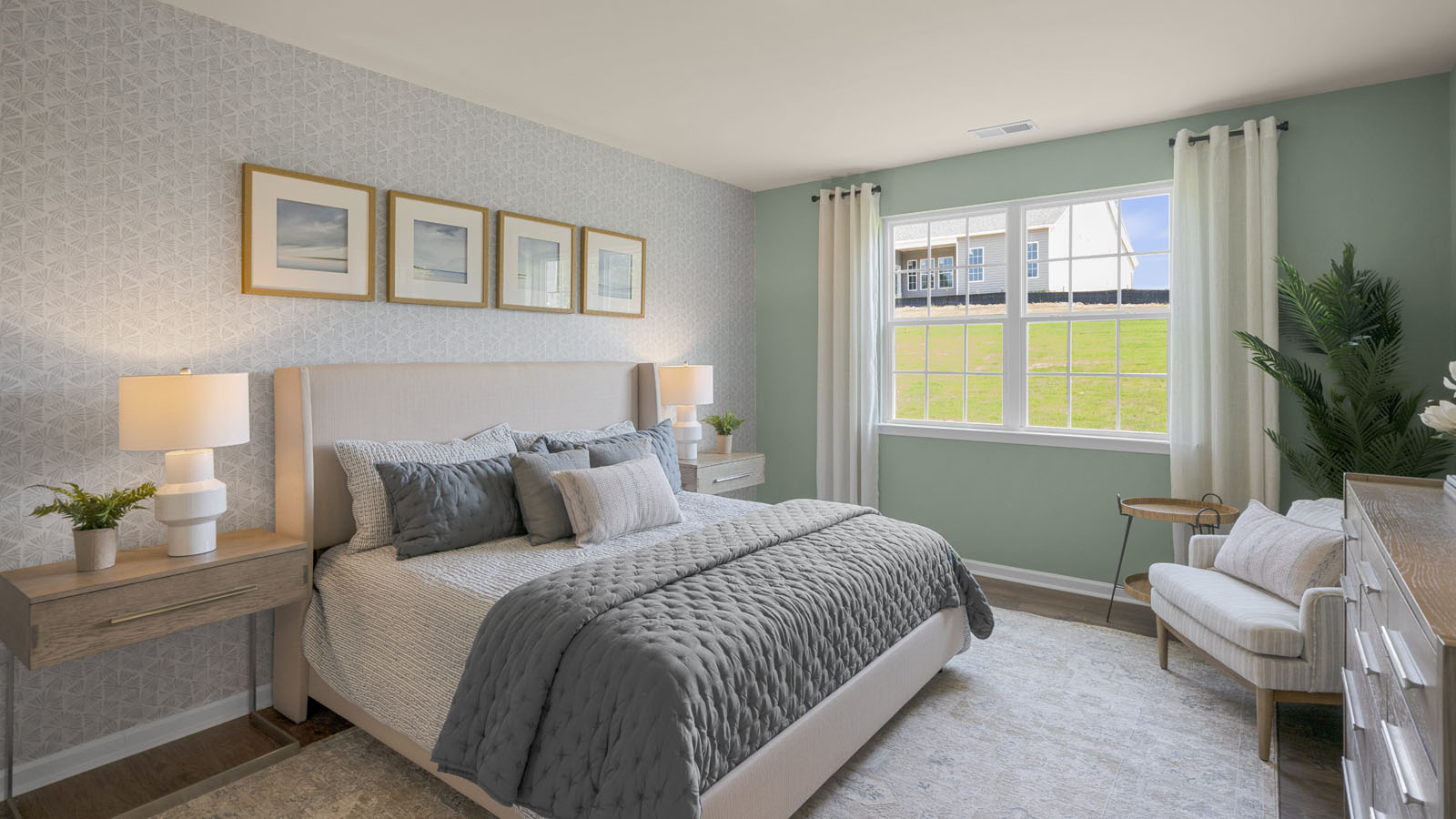 Primary bedroom with carpet flooring