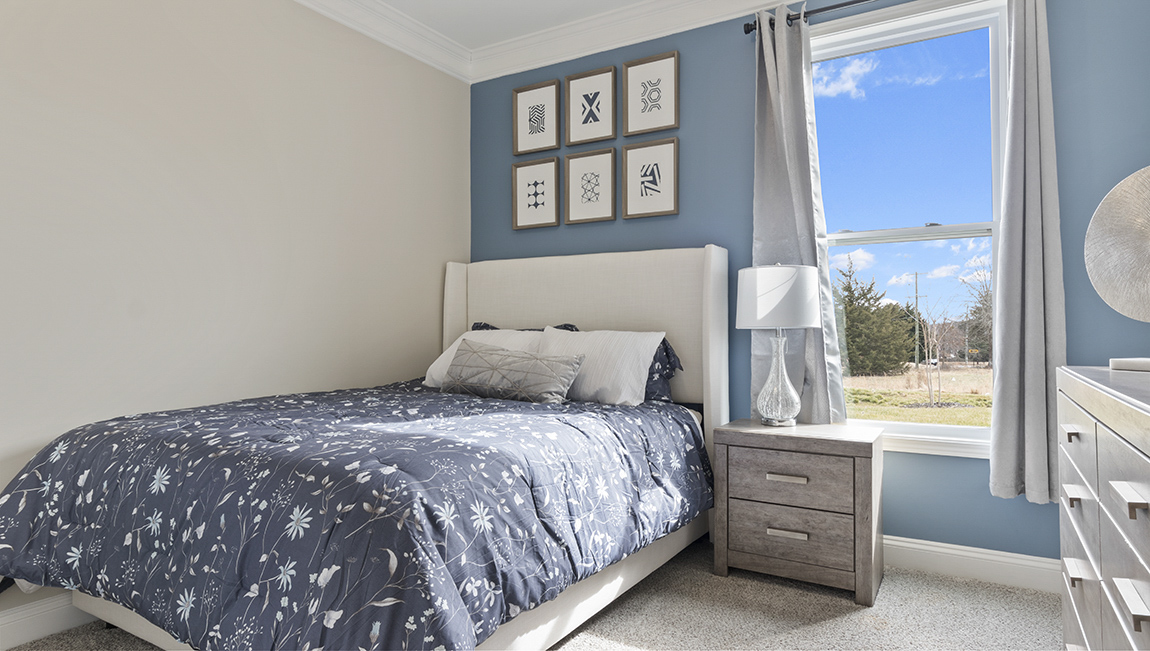 Bedroom with carpet flooring