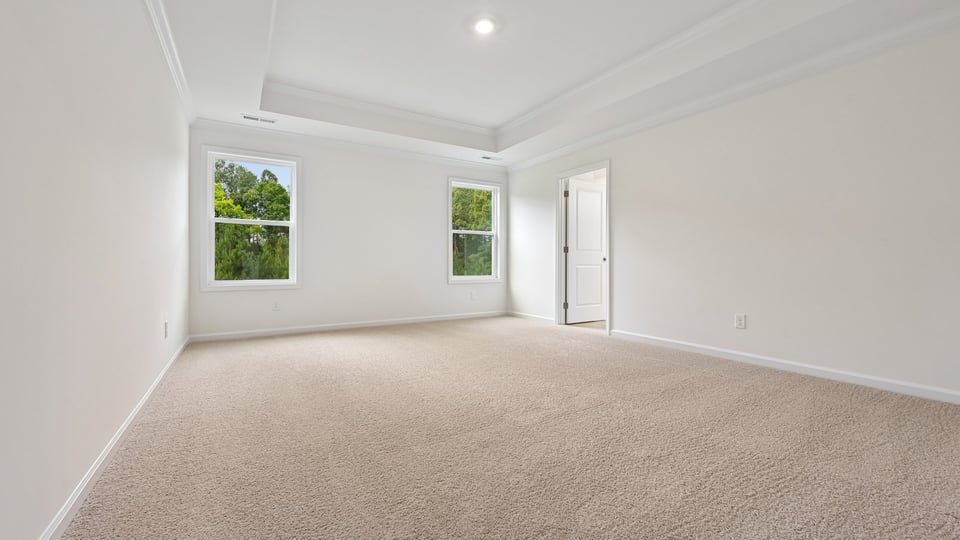 primary bedroom with tray ceiling