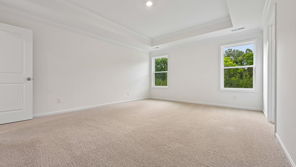 primary bedroom with tray ceiling