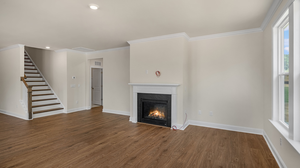 Living room with revwood flooring