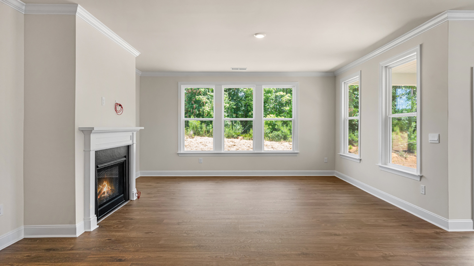 Living room with revwood flooring