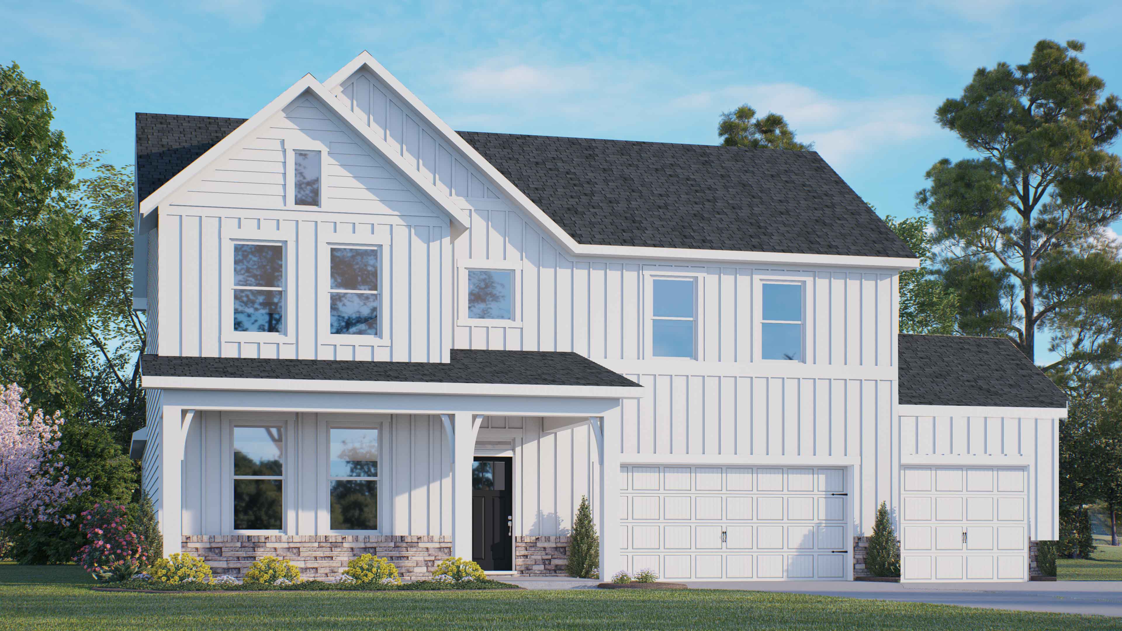 hartwell c 3 car garage rendering