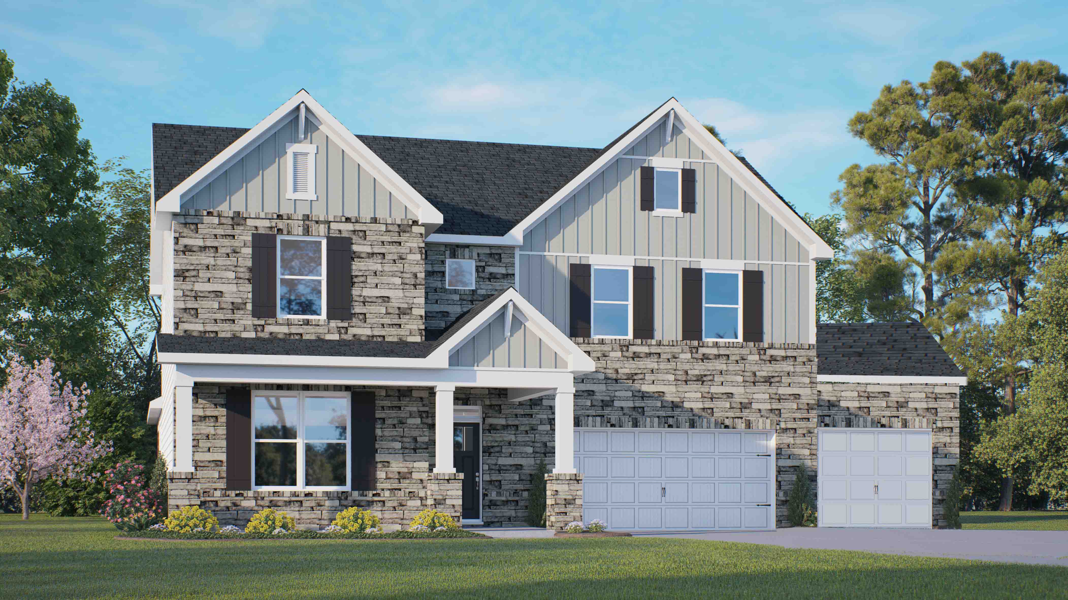 hartwell e 3 car garage rendering