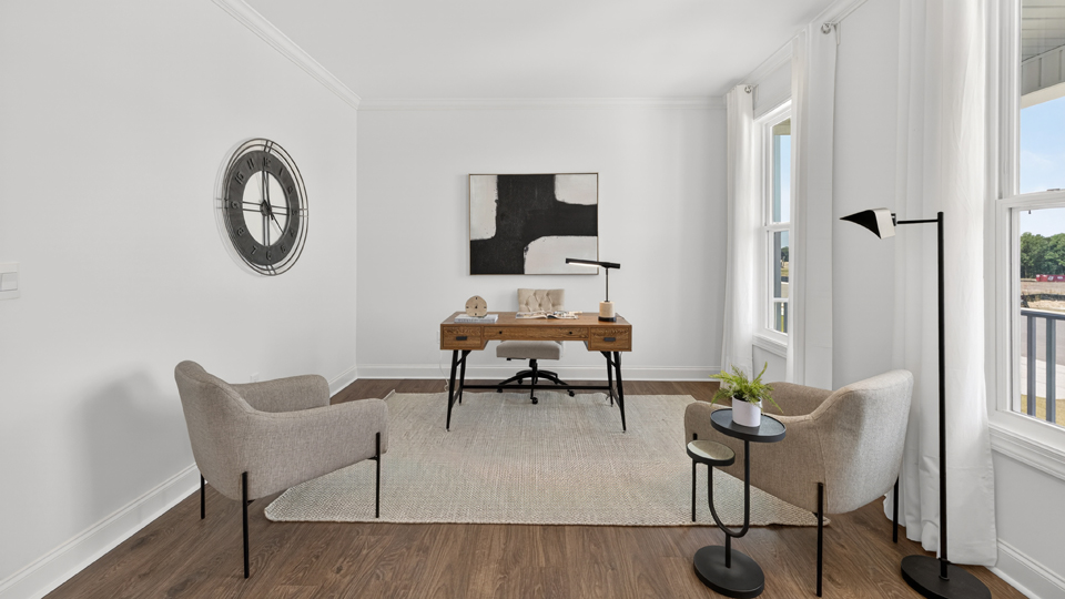 flex room with large windows, french doors