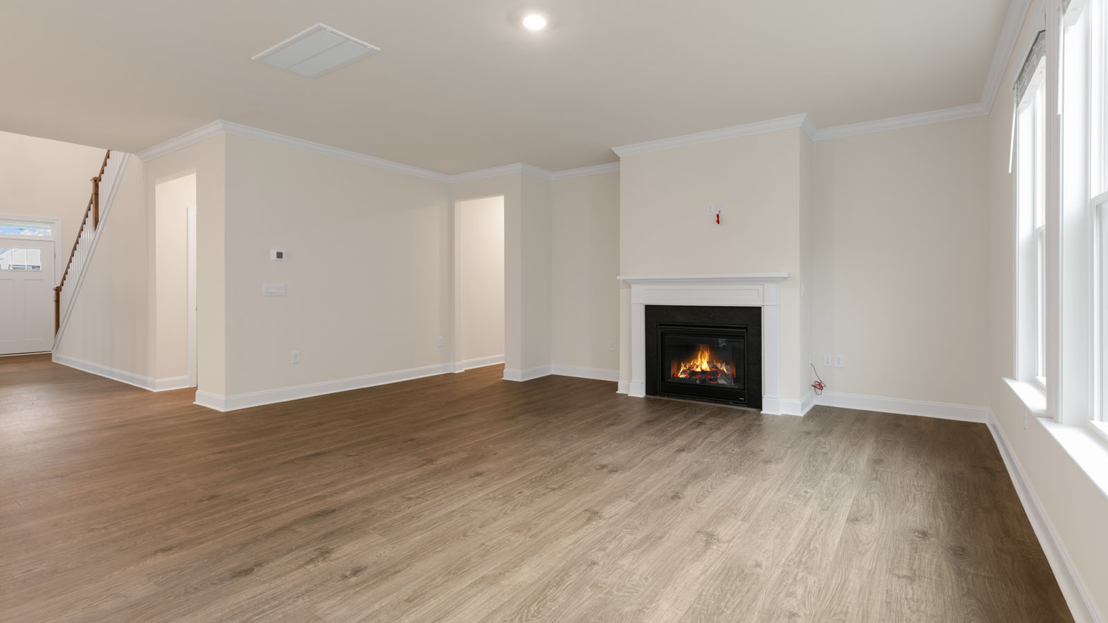 Living area with revwood flooring