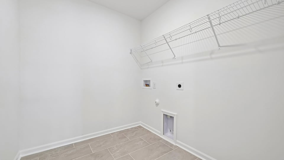 laundry room with wire shelving