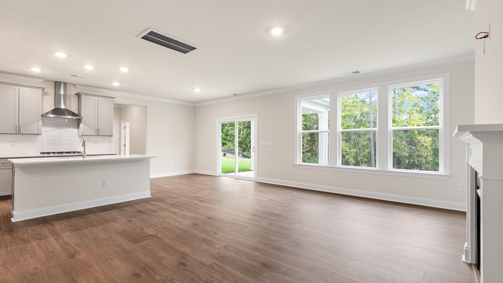 Living area with revwood flooring