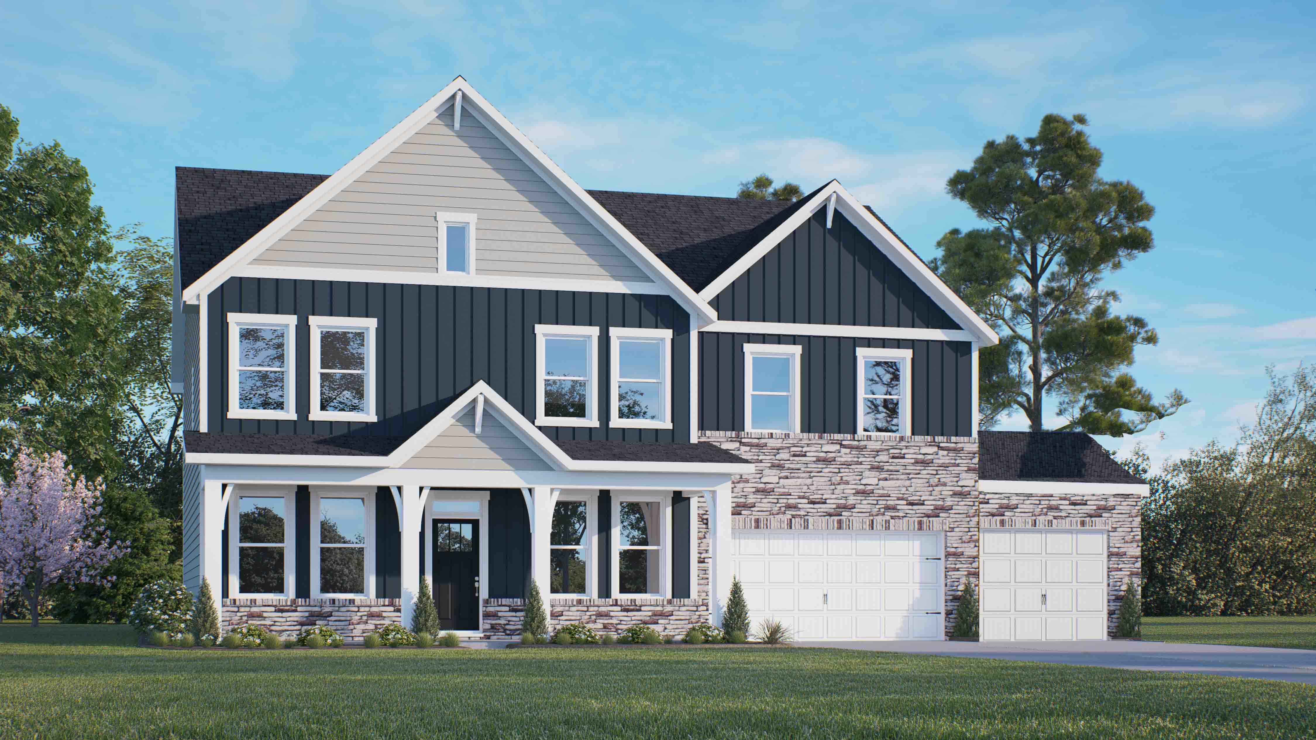 norman c 3 car garage rendering