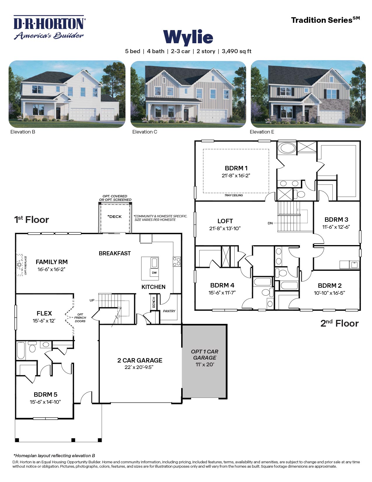 wylie 3 car option floor plan