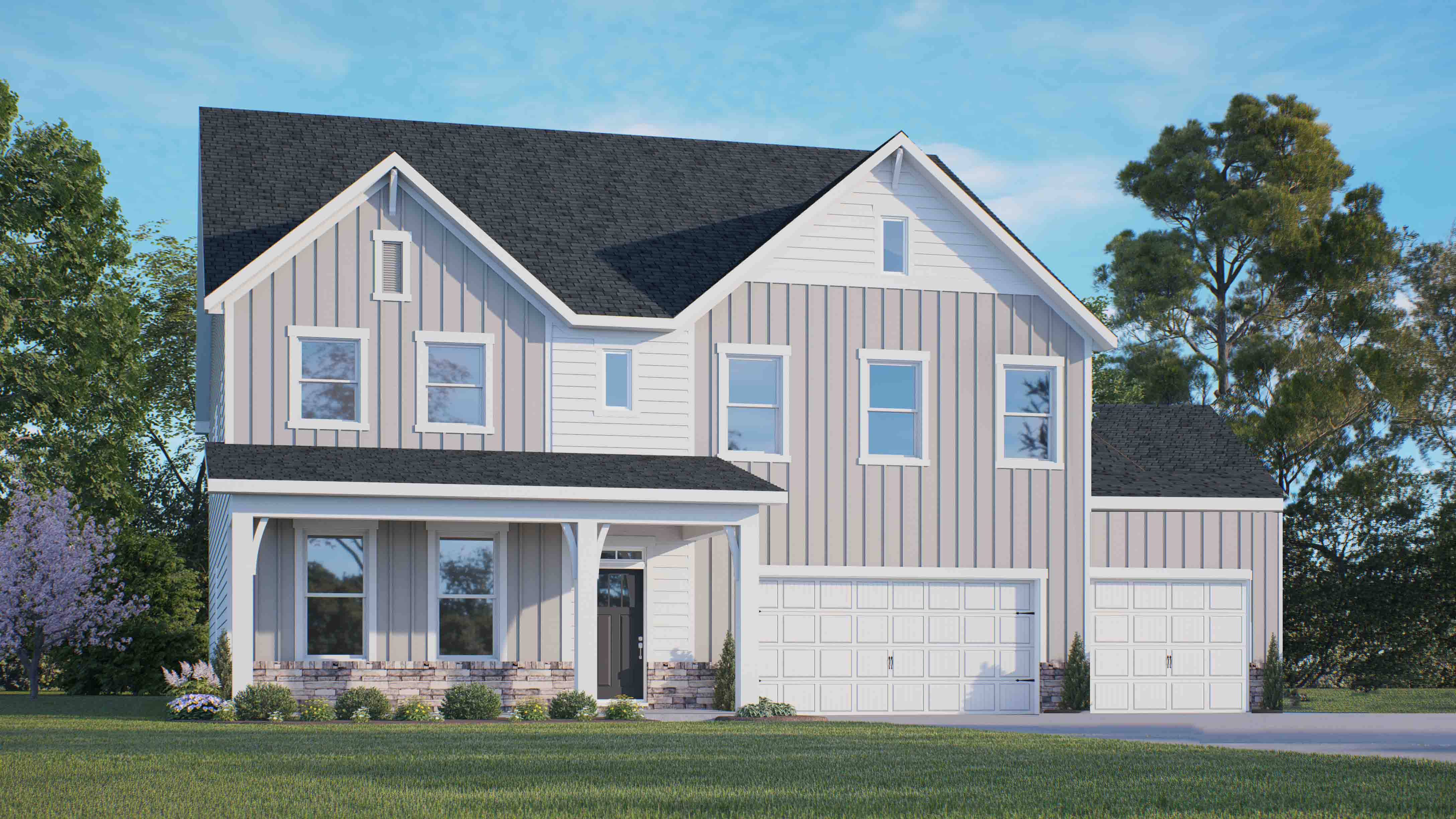 wylie c 3 car garage rendering