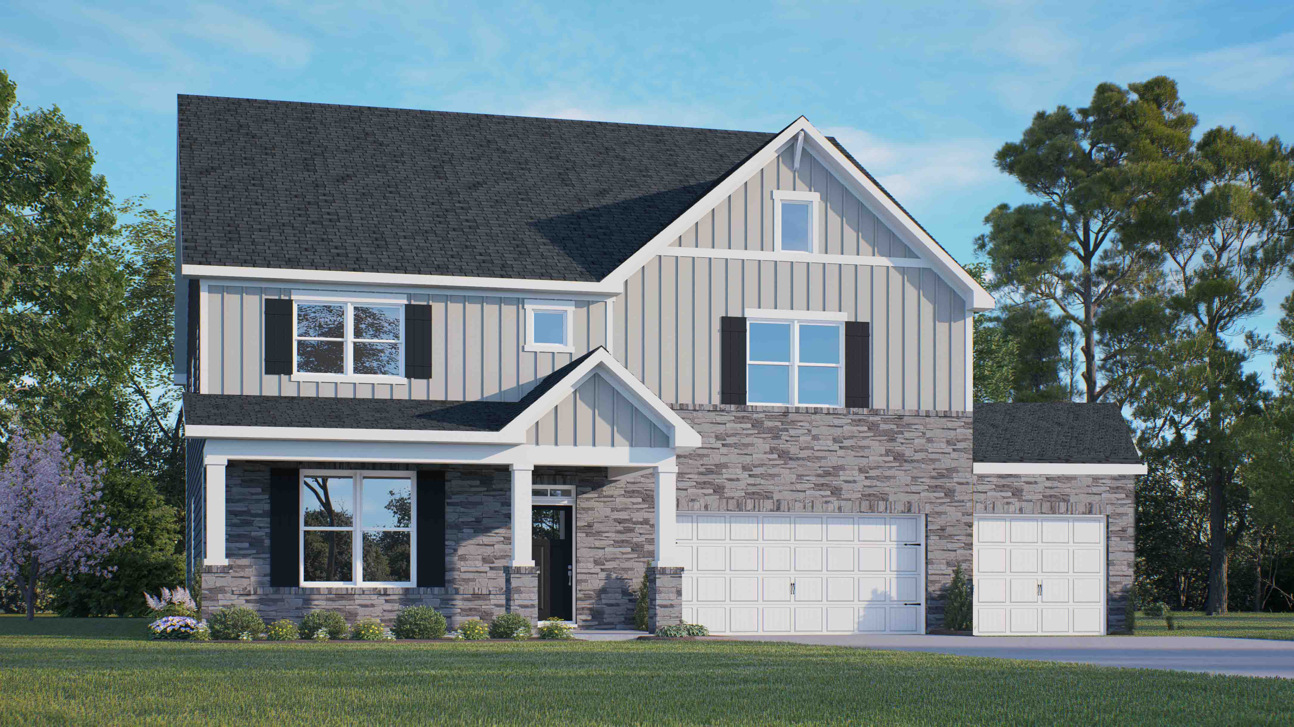 wylie e 3 car garage rendering