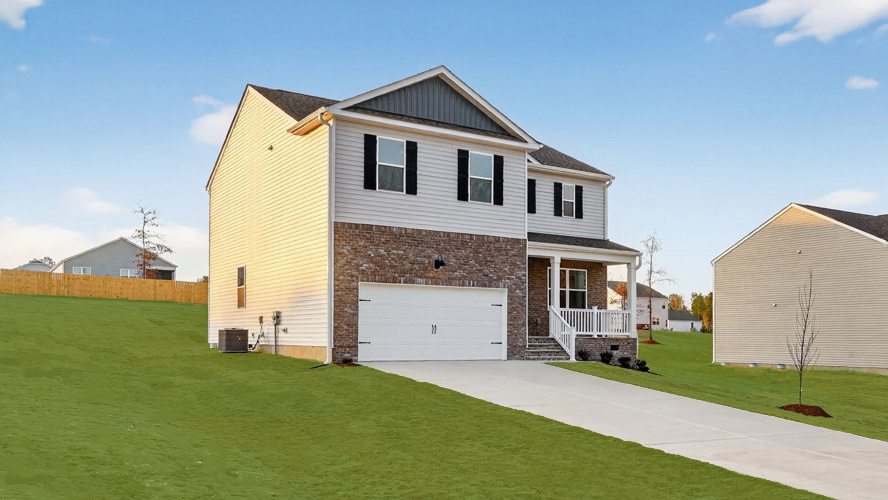 front exterior of galen with 2 car garage