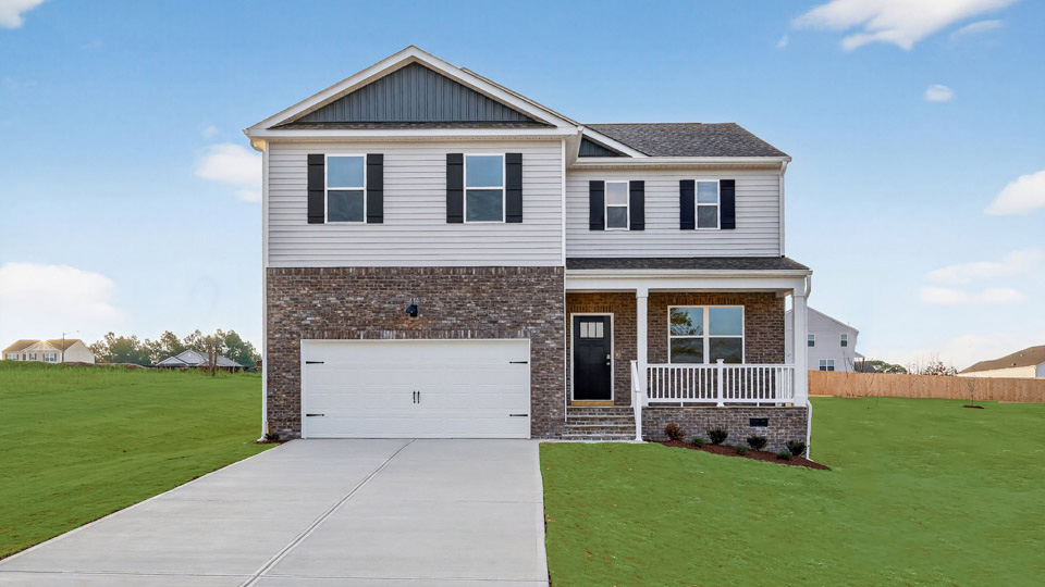 front exterior of galen with 2 car garage