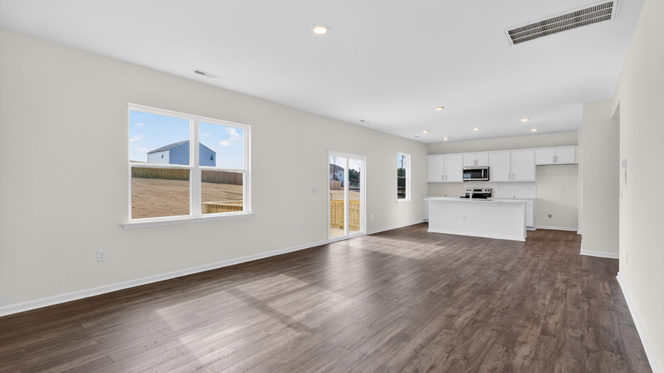Open-concept living and dining area