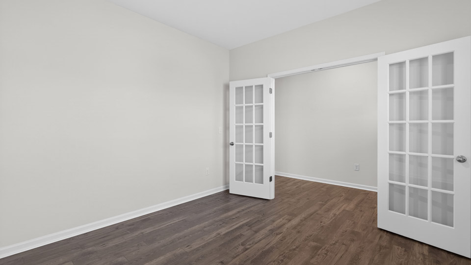 flex room with large windows, french doors