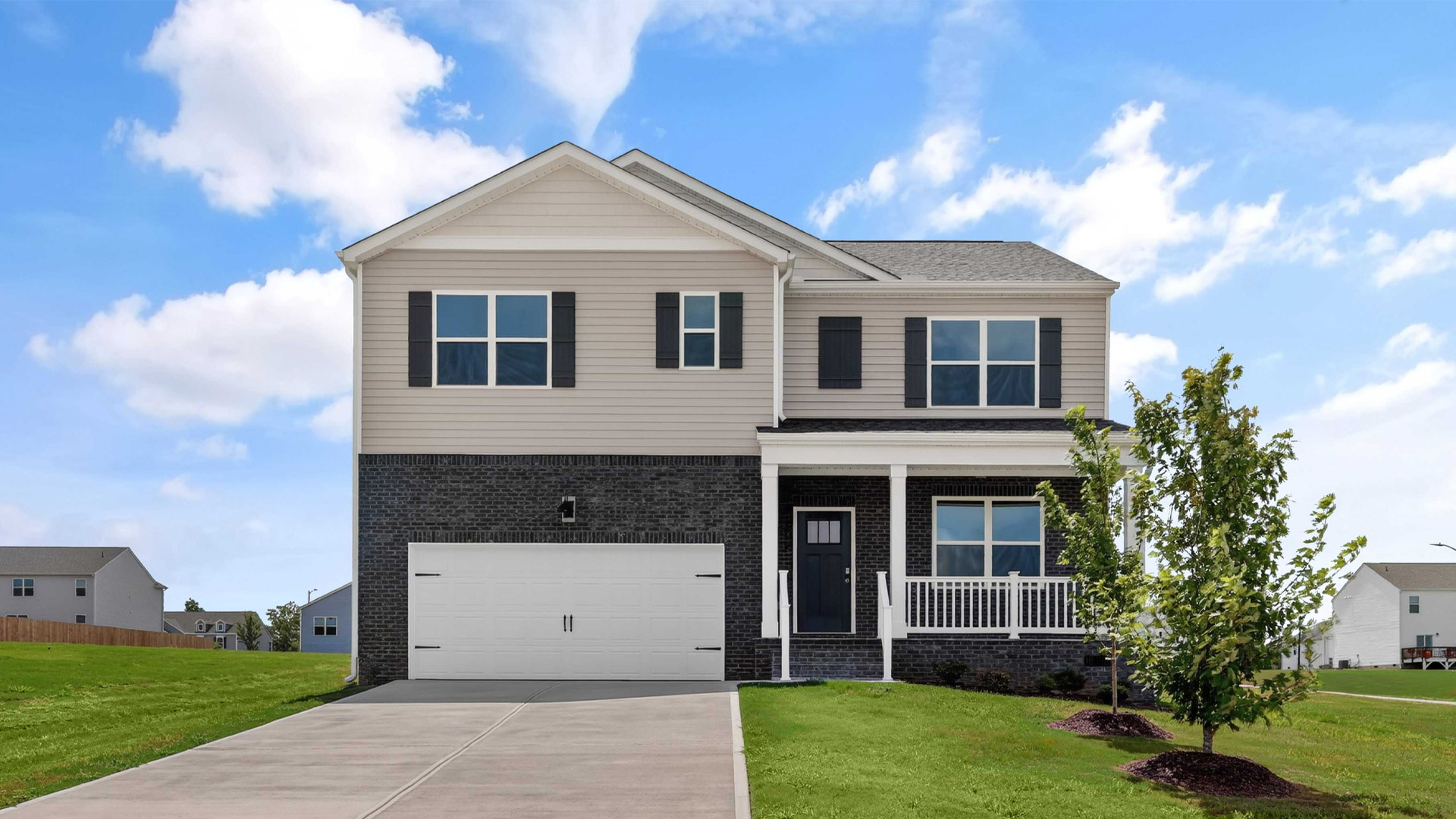 front exterior Hayden F with 2 car garage