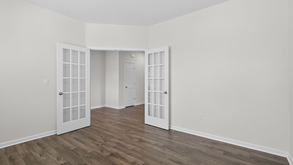 flex room with large windows, french doors