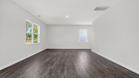 living room with revwood flooring
