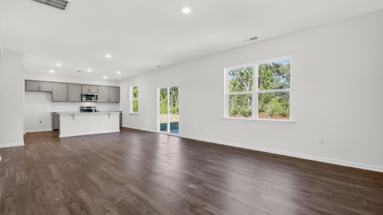 kitchen overlooking dining area