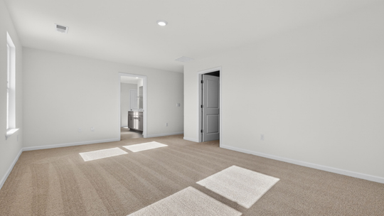 primary bedroom with carpet flooring