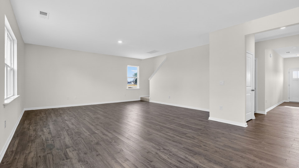 Open-concept living and dining area