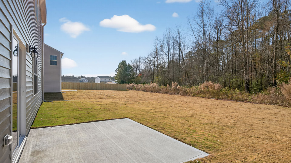 Back patio with backyard view