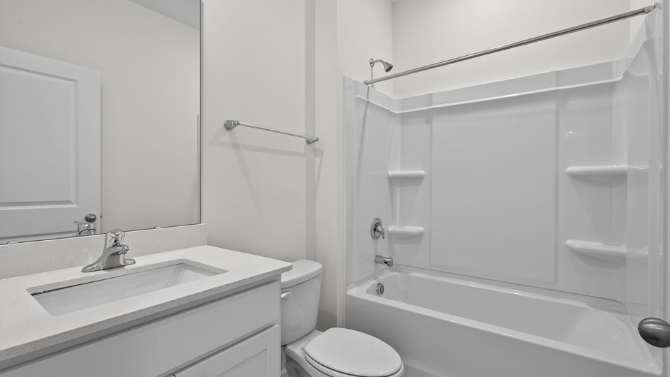 Bathroom with single sink and tub