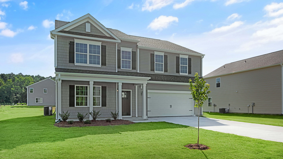 front exterior of columbia with 2 car garage