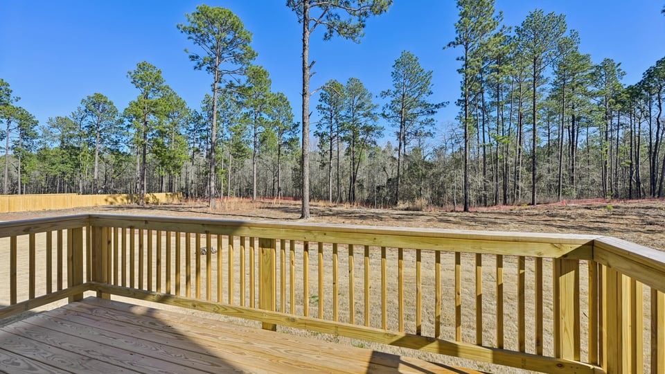 back deck overlooking spacious wooded backyard
