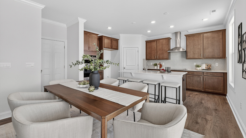 kitchen overlooking dining area
