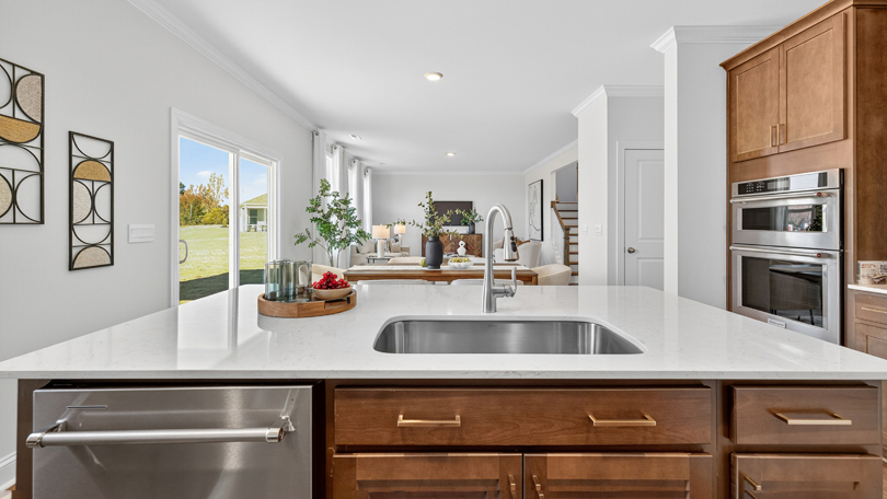 kitchen island with dishwasher and quartz countertops and under cabinet storage