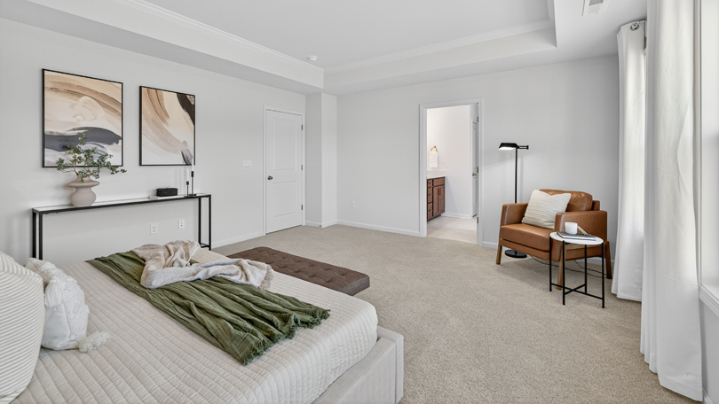 bedroom with tray ceiling