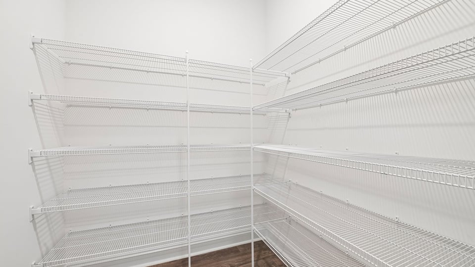 walkin pantry with wire shelving