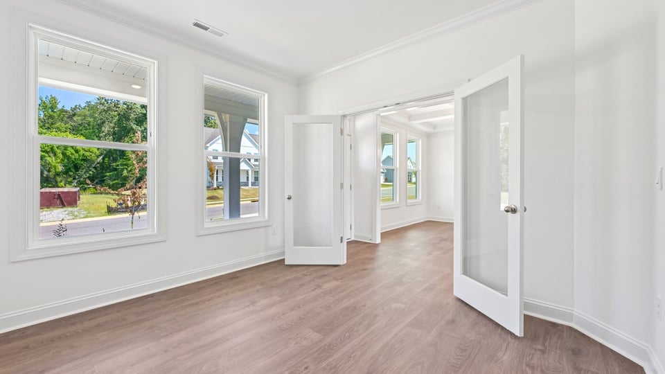 study with glass french doors