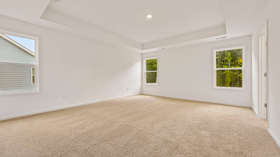 primary bedroom with tray ceiling