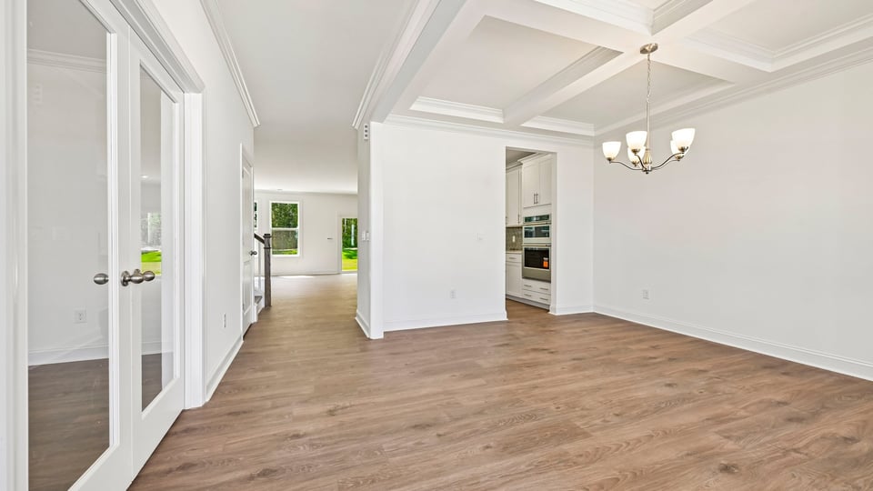 entrance through front door with dining room and study