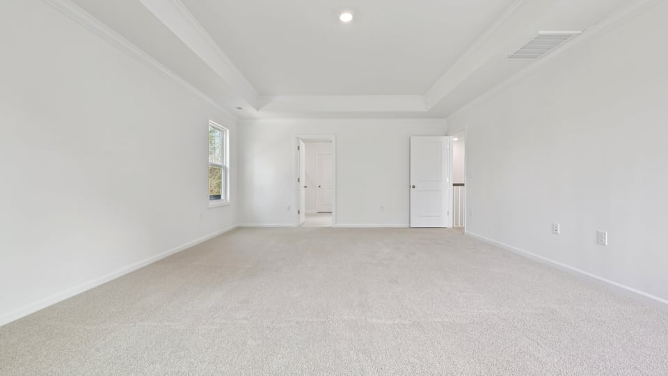 primary bedroom with tray ceiling