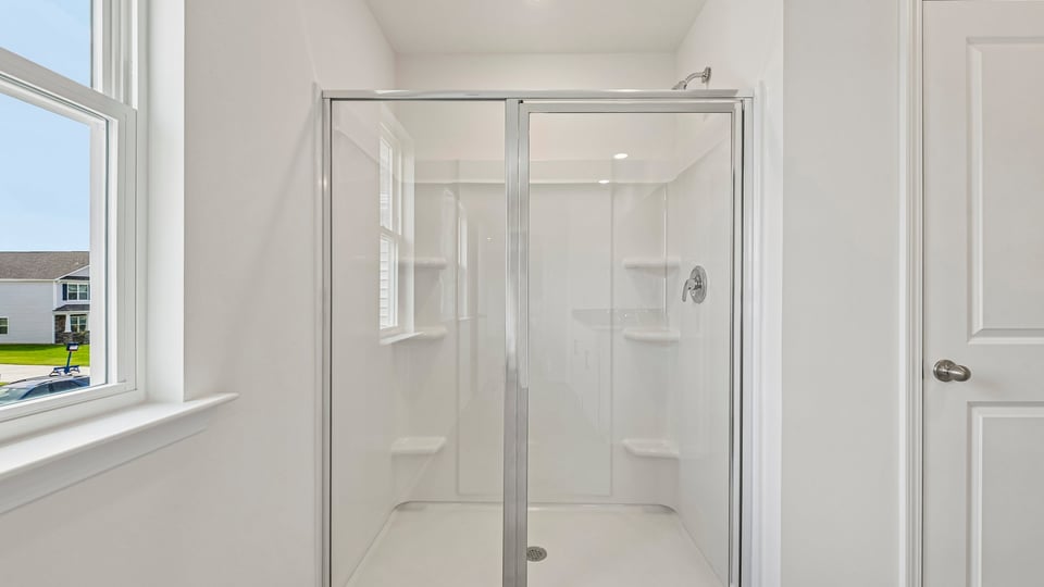 bathroom with walkin glass door shower