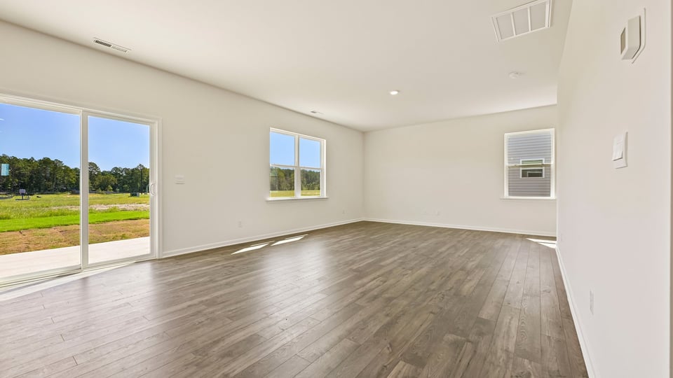 open concept living and dining area