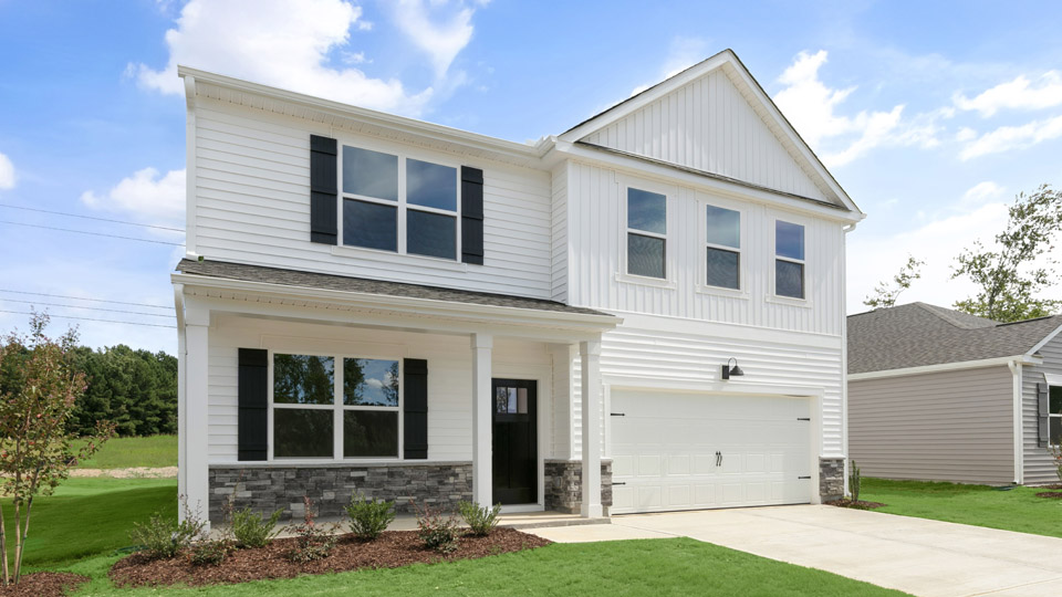 front exterior Hanover A3 with 2 car garage