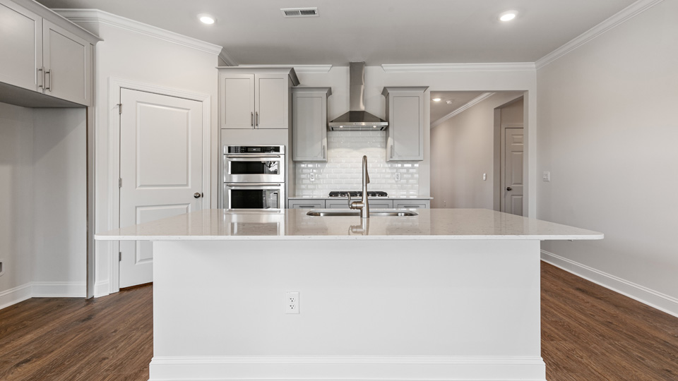 Kitchen with grey cabinets