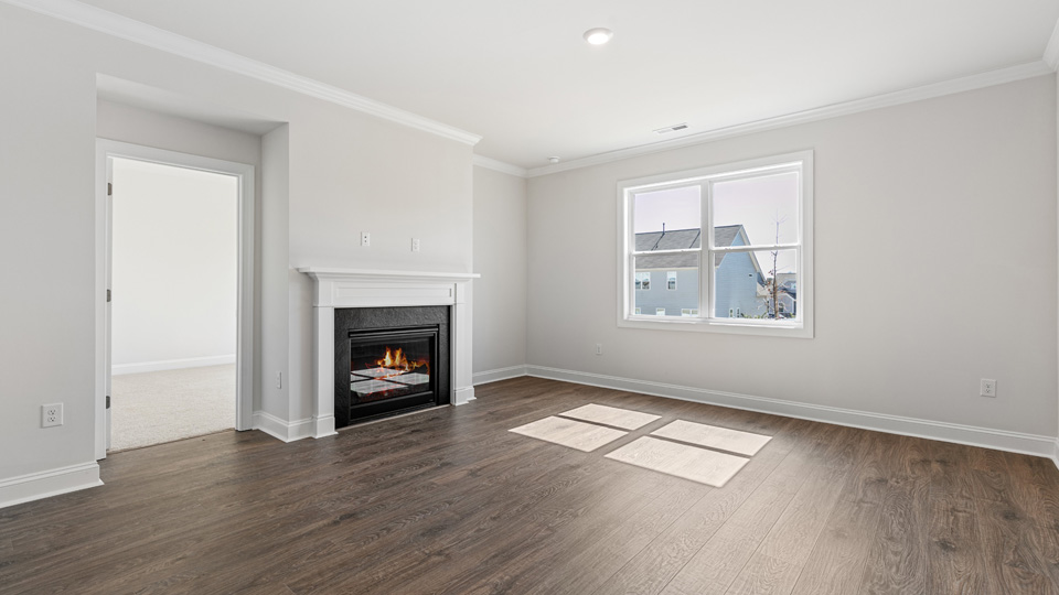 Living area with fireplace