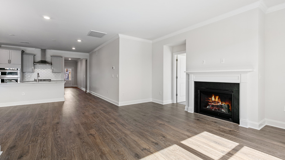 Living area with fireplace